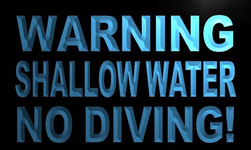 Warning Shallow Water No Diving Neon Light Sign